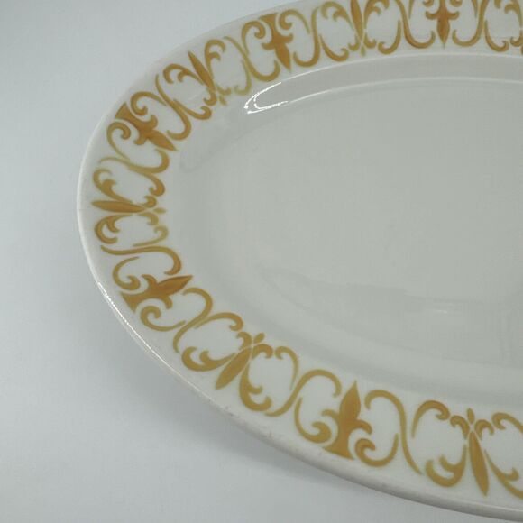 Platter Jackson China Gold Scroll pattern 13.5" L x 9.25” W Restaurantware MCM - Picture 5 of 13